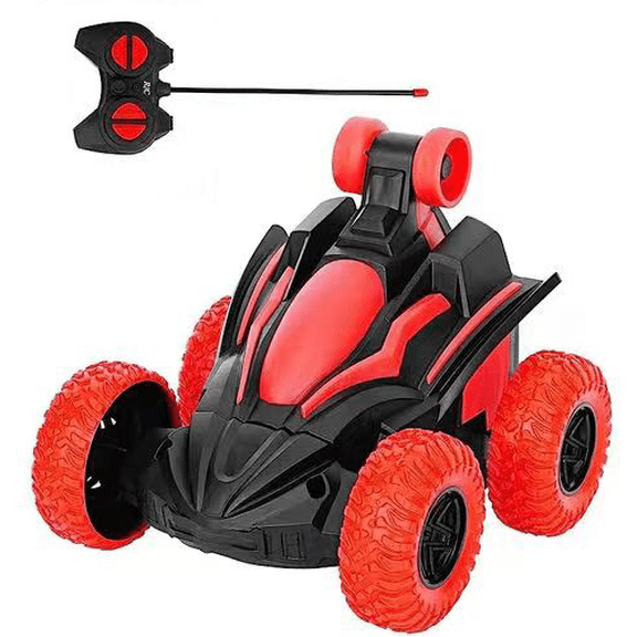 Remote Control Car for Kids, 2.4GHz RC Stunt Car with 360° Spins & LED Light Wheels, Double-Sided All-Terrain Racing Car Toy, Gift for Boys & Girls Ages 3-8 (Red)