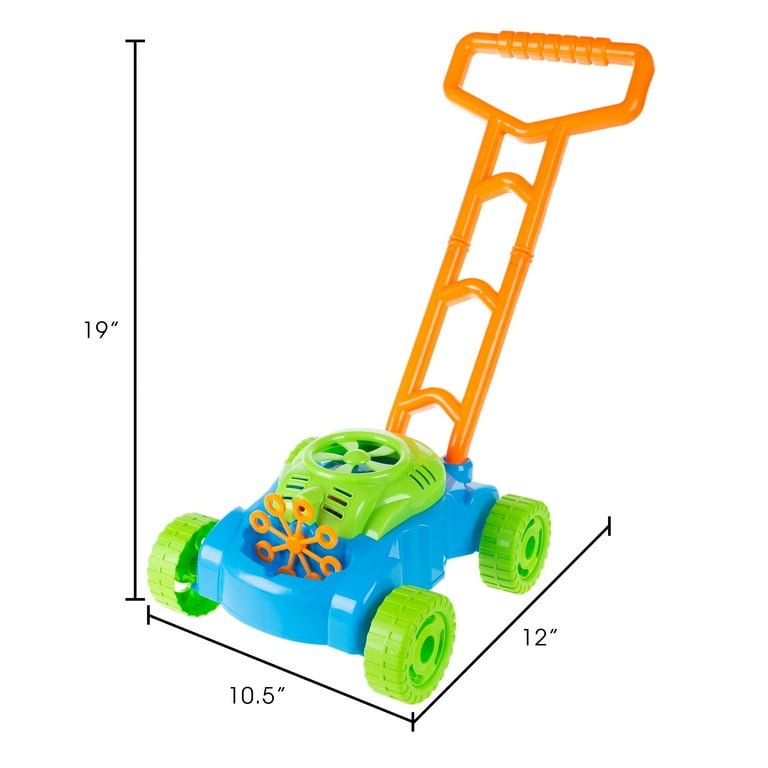 Bubble Lawn Mower Toy Push Lawnmower Bubble Blower Machine Walk Behind Outdoor Activity for Toddlers Boys and Girls by Hey Play