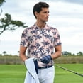 thumbnail image 2 of Kdxio Tropics Palm Trees Print Men's Short Sleeve Polo Shirt,Midweight Men's Shirt, 2 of 6