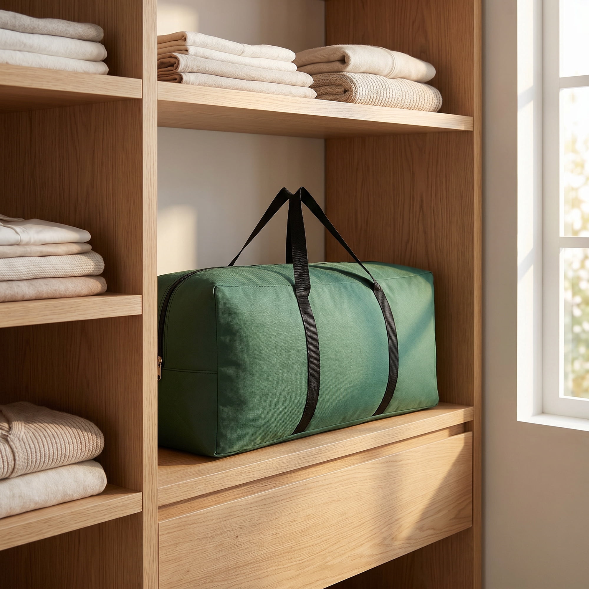 Unique Bargains Zipper Duffel Waterproof Oxford Moving Bag Green 31.5" x 11.4" x 14.2"