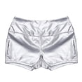thumbnail image 5 of Yartina Womens Sexy Oily Glossy Booty Shorts Solid Hot Pants High Waist Underwear Rave Dancewear Silver M, 5 of 7