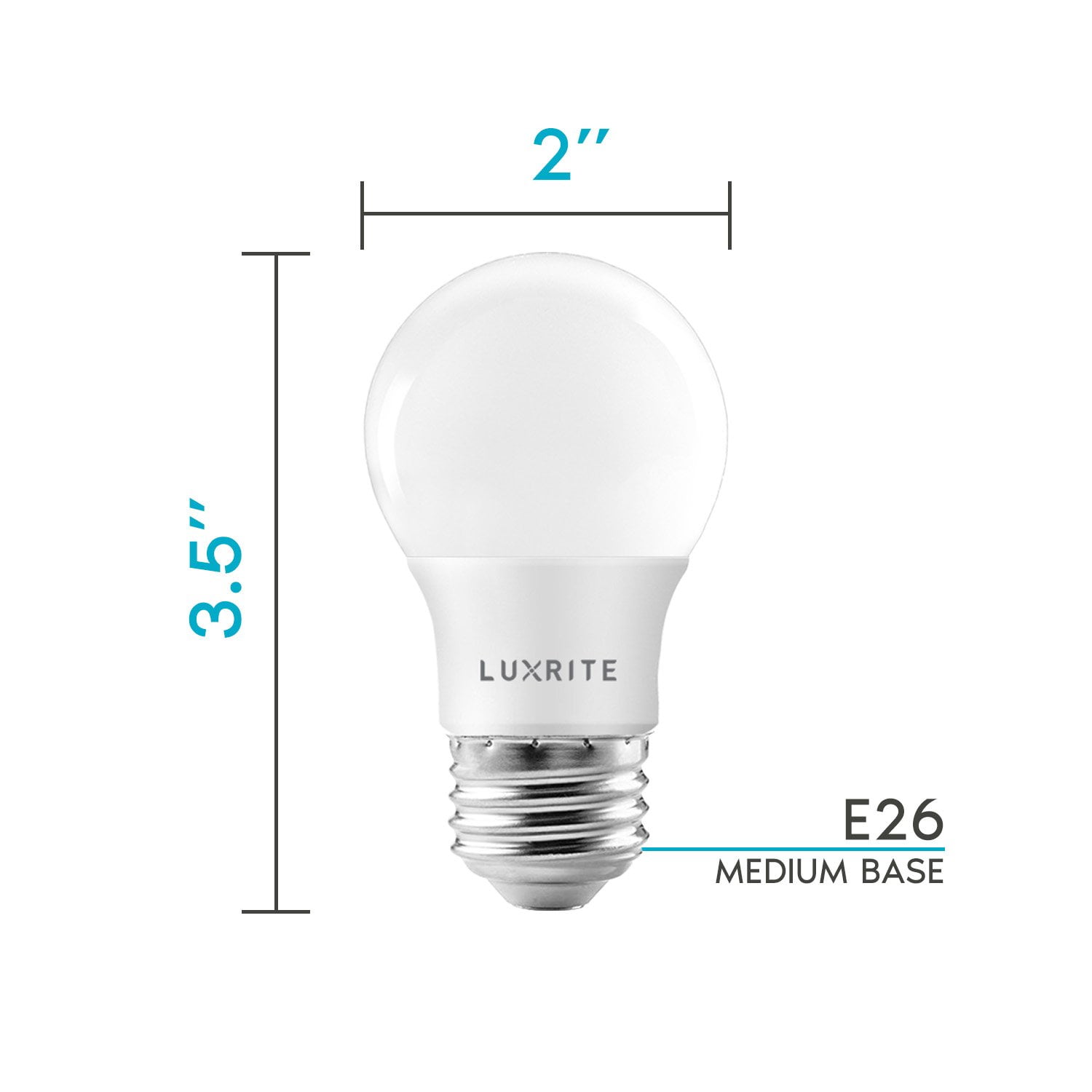 Luxrite A15 LED Dimmable Light Bulb 7W (40W Equivalent) 5000K Bright White, 600 Lumens, E26, 6 Pack