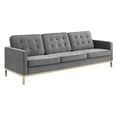 thumbnail image 3 of Modway Loft Gold Stainless Steel Leg Performance Velvet Sofa and Loveseat Set in Gold Gray, 3 of 6