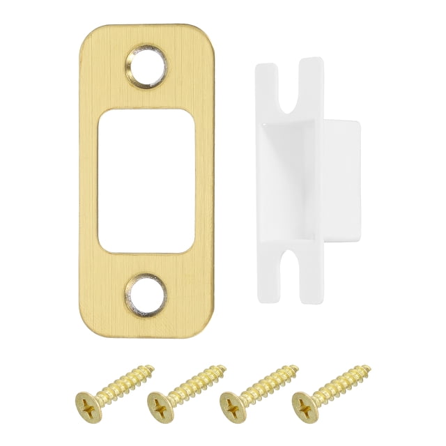 Uxcell 1 Set 57mm x 25.5mm Stainless Steel Deadbolt Strike Plate, Fillet Angle, Gold