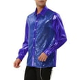 thumbnail image 4 of INSPIRE CHIC Men's Shiny Sequins Shirt Long Sleeves Slim Fit Disco Party Shirt, 4 of 6