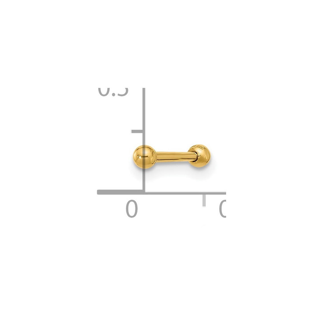 14k Solid Yellow Gold 16 Gauge Polished 2.5mm Ball Bar Labret Stud Body Piercing Stud for Women