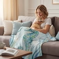 thumbnail image 4 of Ocean Seahorse Fleece Throw Blanket Vintage Nautical Coastal Sea Watercolor Blue Green Seaweed Ultra Soft Fuzzy Cozy Flannel Throw Blanket for Couch Sofa Bed Car Travel, Ideal Gifts 40x50 Inches, 4 of 9