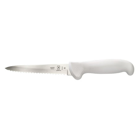 

Mercer Culinary Ultimate White 5 Wavy Edge Utility Knife 5 Utility Knife (Wavy Edge)