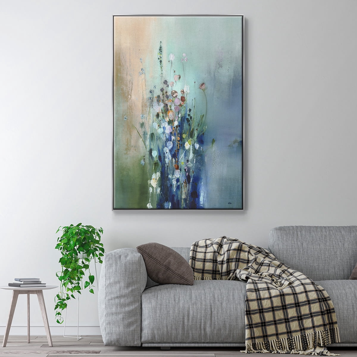 Current Air II Framed Premium Gallery Wrapped Canvas - Ready to Hang - 25 x 37 - Silver Floating Frame