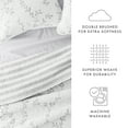 thumbnail image 5 of Noble Linens Light Gray 3 Piece Sprouting Vines Stripe Reversible Microfiber Quilt Set, King / CalKing, 5 of 8