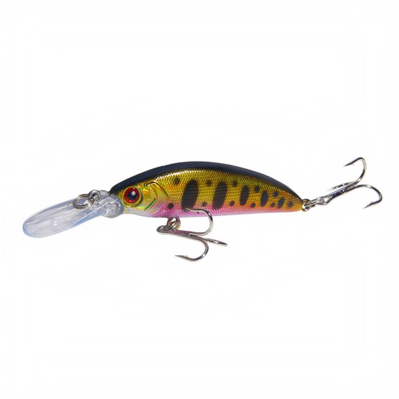 Sinking Minnow Jerkbait Fishing Lure, Deep Diving Hard Bait with 2 Treble Hooks for Bass Trout Walleye, Olive Perch, 2.36 Inch