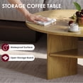 thumbnail image 3 of Gelloan 47" Modern Coffee Table,Oval Coffee Table,Double-layer Coffee Table with Sturdy Pedestal for Apartment,Living Room,Bedroom,Natural, 3 of 7