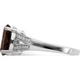thumbnail image 4 of Sterling Silver Rhodium Diam. & Oval Smoky Quartz Ring (Size 7) Made In China qr3043sq-7, 4 of 5