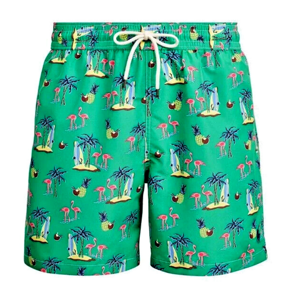 $95 Polo Ralph Lauren Men's, Classic 5.75 Flamingo Swim Trunk, Multi, M