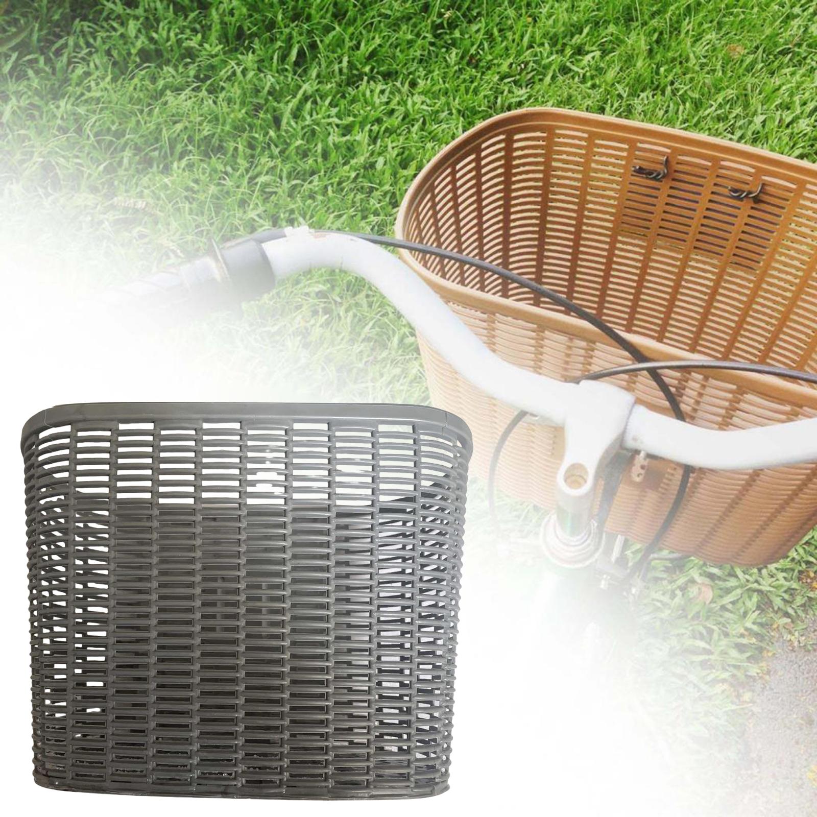 DimyFew Basket Front Detachable Bike Accessories Retro Style Imitation Rattan Most Adult grey
