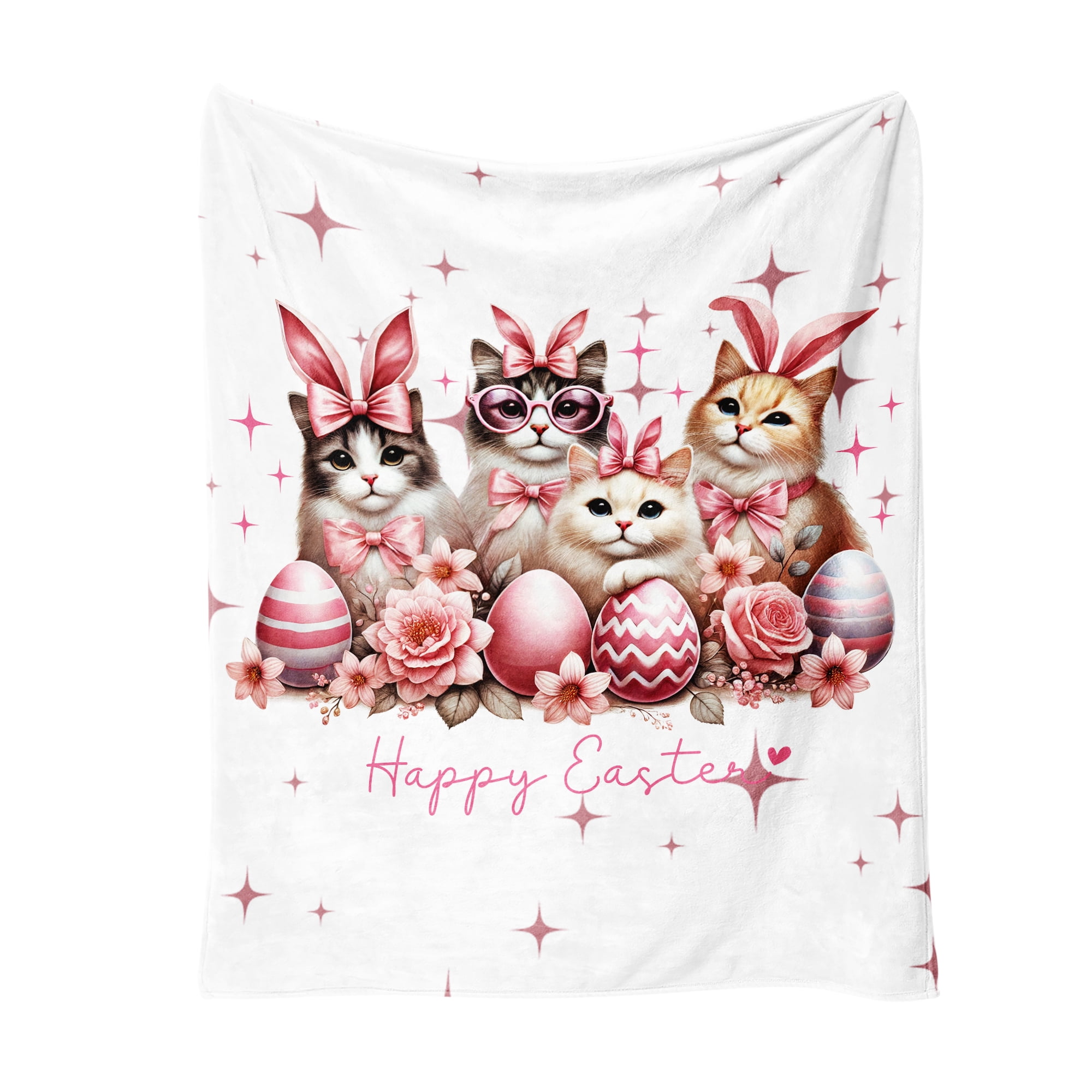 Easter Throw Blanket, Warm Fleece Flannel Bed Blanket, Lightweight Easter Blanket for Sofa Bed Couch 60"x80"