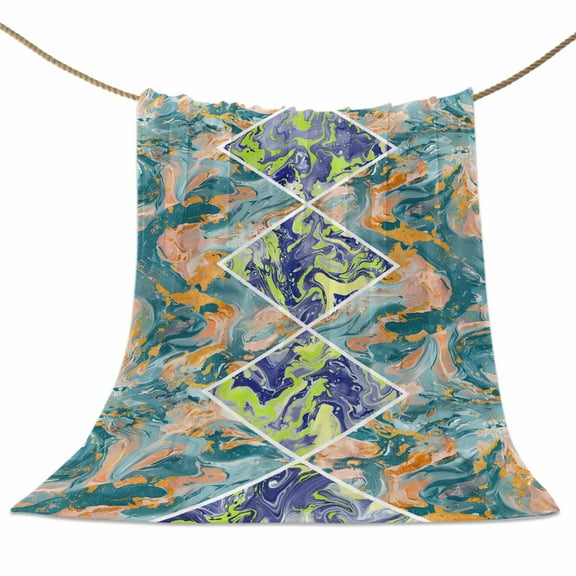 Flannel Fleece Blanket Abstract Mable Super Soft Warm Cozy Throw Blanket Modern Art Geometic Bed Couch Car Blankets for All Season 40" x 50"