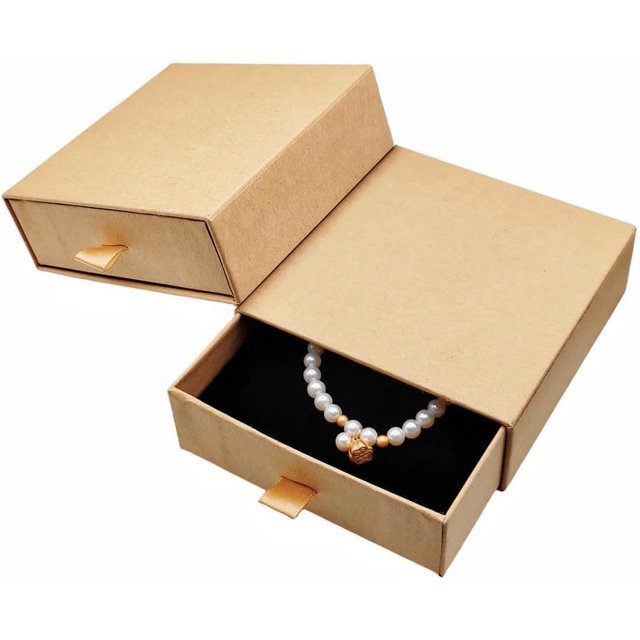 GymRichy 2 Pack Jewelry Gift Boxes Cardboard Jewelry Boxes, 4 x 4 x 1.4 Inch Small Gift Boxes for Jewelry Earrings Necklaces Handmade Bangles Bracelets (Craft Paper)