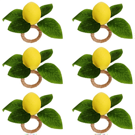 

Lemon Napkin Rings Set Of 6 Faux Lemon Summer Farmhouse Napkin Ring Holder for Dining Table Decor Banquet Wedding