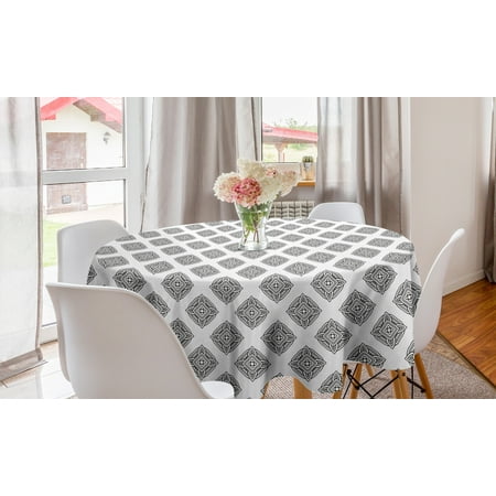 

Abstract Round Tablecloth Monochrome Design Hand Drawn Motifs on a Plain Background Circle Table Cloth Cover for Dining Room Kitchen Decor 60 Charcoal Grey and White by Ambesonne