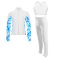 thumbnail image 2 of Alvivi Kids Girls Ice Skating Sport Outfit Long Sleeve Jacket +Tank Top + Pants Training Clothes Set White 14, 2 of 6