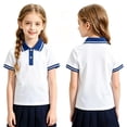 thumbnail image 3 of Domuza Kids Boys Polo Shirt Collared Short Sleeve Casual Button T-Shirts Comfy Soft Quick Dry Sport Golf School Class Uniform-Blue 3-4 Years, 3 of 3