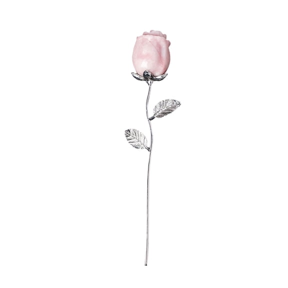 Hvmvliv Natural Crystal Semi Gemstone Rose Decoration - Handcrafted Valentine's Day Wedding Gift for Romantic Occasions and Keepsakes Pink
