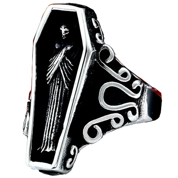 ZMY Home Vampire Coffin Ring Stainless Steel Goth Dracula Jewelry for Men and Women (10)