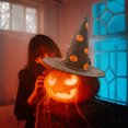 thumbnail image 4 of Sombrero de bruja de Halloween Scary Creepy Wide Brim Sombrero puntiagudo Regalo de Halloween para hombres Mujeres Niños Disfraz de Halloween Cosplay Fiesta Festivales Decoración Abody Sombrero, 4 of 7