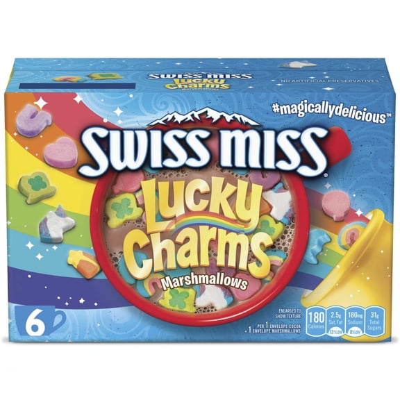 Swiss Miss® Lucky Charms™ Marshmallows Hot Cocoa Mix, 6 Count, Pack of 4 – Fun & Creamy Hot Chocolate