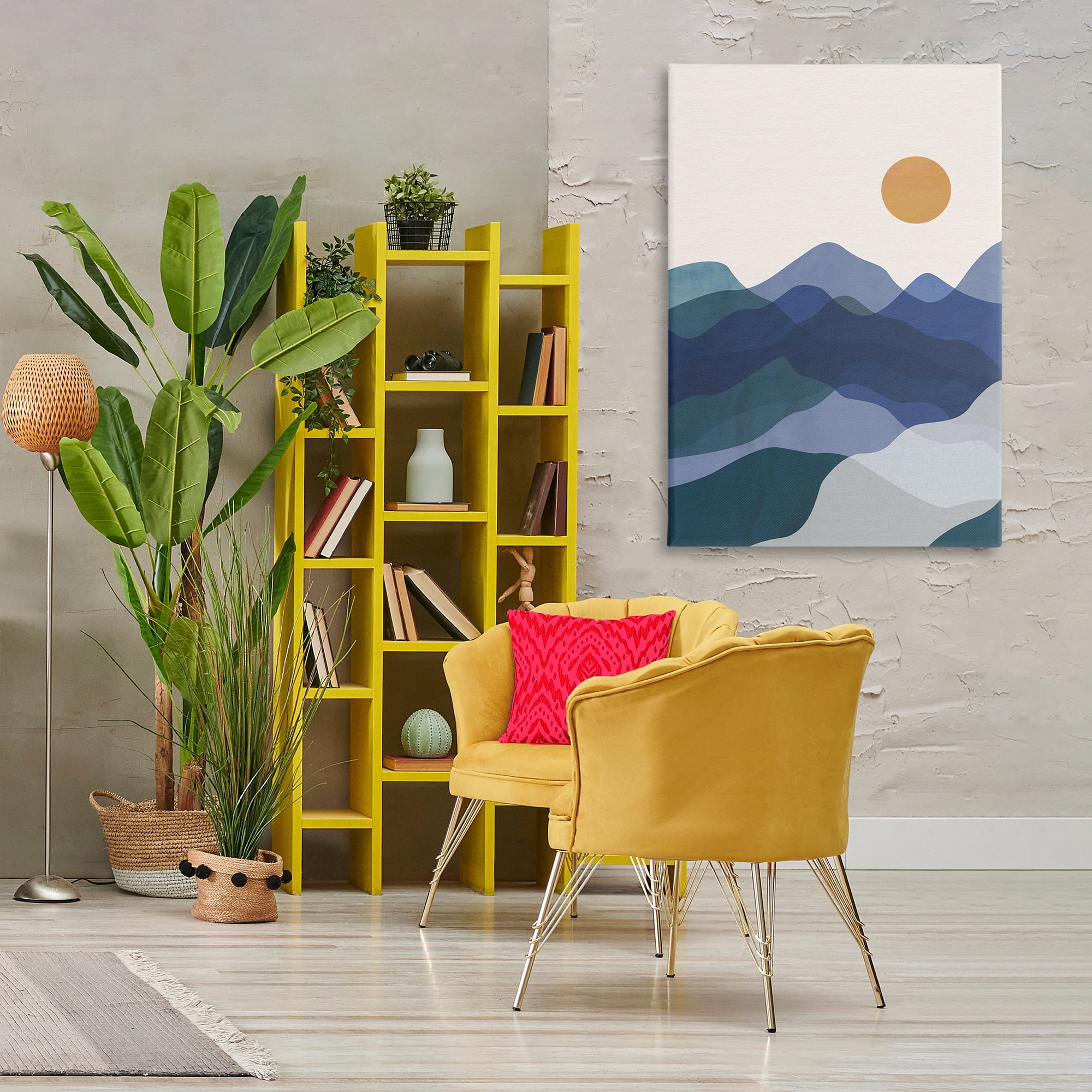 Stupell Industries Blue Layered Mountains Landscape & Nature Painting Wrapped Canvas Art Print Wall Art, 30 x 45