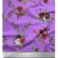 thumbnail image 1 of Soimoi Purple Cotton Duck Fabric Leaves & Faith Rose Floral Fabric Prints By Yard 44 Inch Wide, 1 of 3