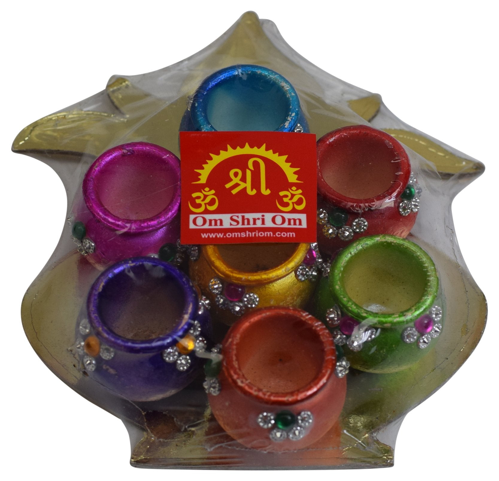 Colorful Decorative Diya Set of 7 Diwali Festival Indian Gift Oil Lamp