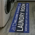 thumbnail image 3 of Ottomanson Machine Washable Text 2x5 Flatweave Cotton Laundry Room Runner Rug, 20" x 59", Navy, 3 of 9