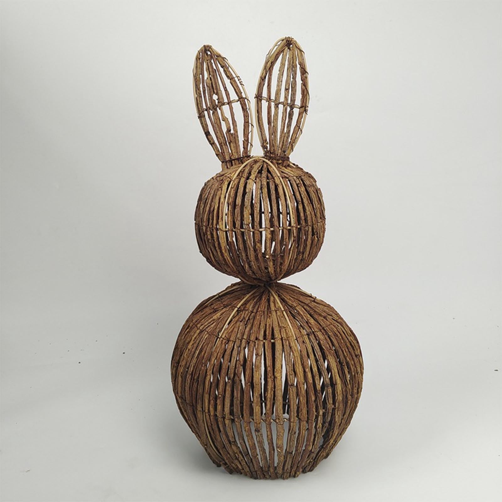 DagobertNiko Easter Natural Rattan Hand-Woven Bunny Easter Woven Basket Pastorals Decoration