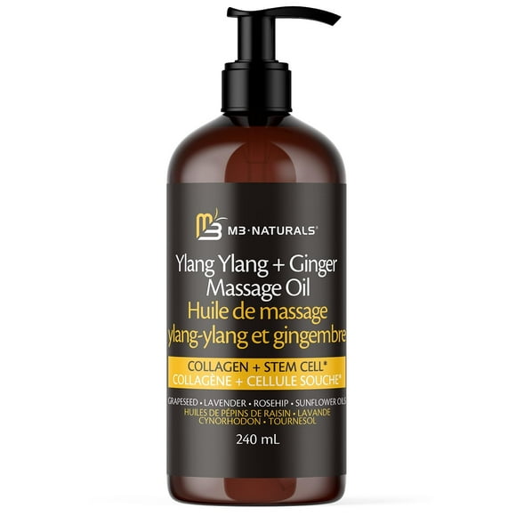 Aceite de masaje M3 Naturals Ylang Ylang + Jengibre con colágeno