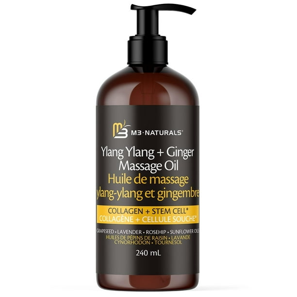 Aceite de masaje M3 Naturals Ylang Ylang + Jengibre con colágeno