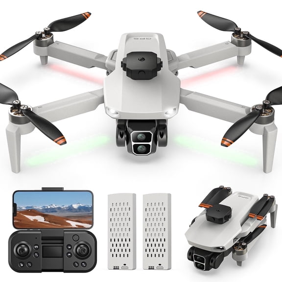 Wefone L106 GPS Foldable Drone with 4K UHD Camera for Adults Beginners, Brushless Motor, Outdoor Fun, 2 Batteries, White