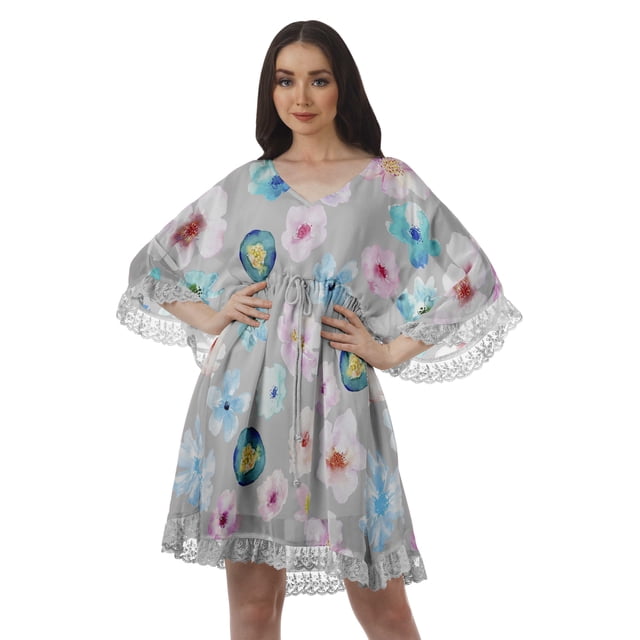 Moomaya Sorties de Plage Imprimées Femmes Grande Taille Robes d'Été pour Femmes Robe Courte