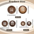 thumbnail image 2 of 1set 11.5MM 15MM 20MM 3 Style 150PCS 4 Hole Coconut Shell Brown Vintage Wood Buttons Flat Round Shape Rustic Natural Wooden Retro Button for Sewing Clothing Shirt Decorations Crochet DIY Crafts Brown, 2 of 5