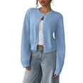 thumbnail image 2 of Pyhlmscde Women's Long Sleeve Crewneck Crop Cardigan, Womens Tops, Cardigan Sweaters for Women, Crop Tops for Women, 2 of 6