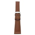 thumbnail image 1 of Extra Long (XL), 20mm Leather Watch Band Strap, Mat, White Stitching, Stainless Steel Buckle, 1 of 7