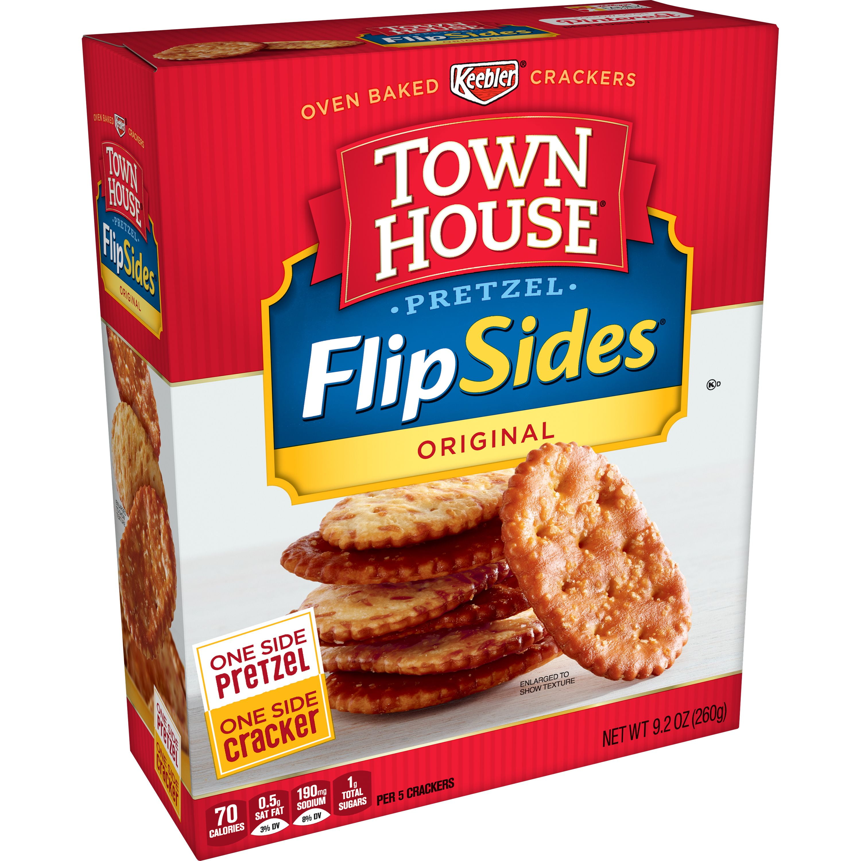 Keebler Town House Pretzel FlipSides Thins, Snack Crackers, Original, 9
