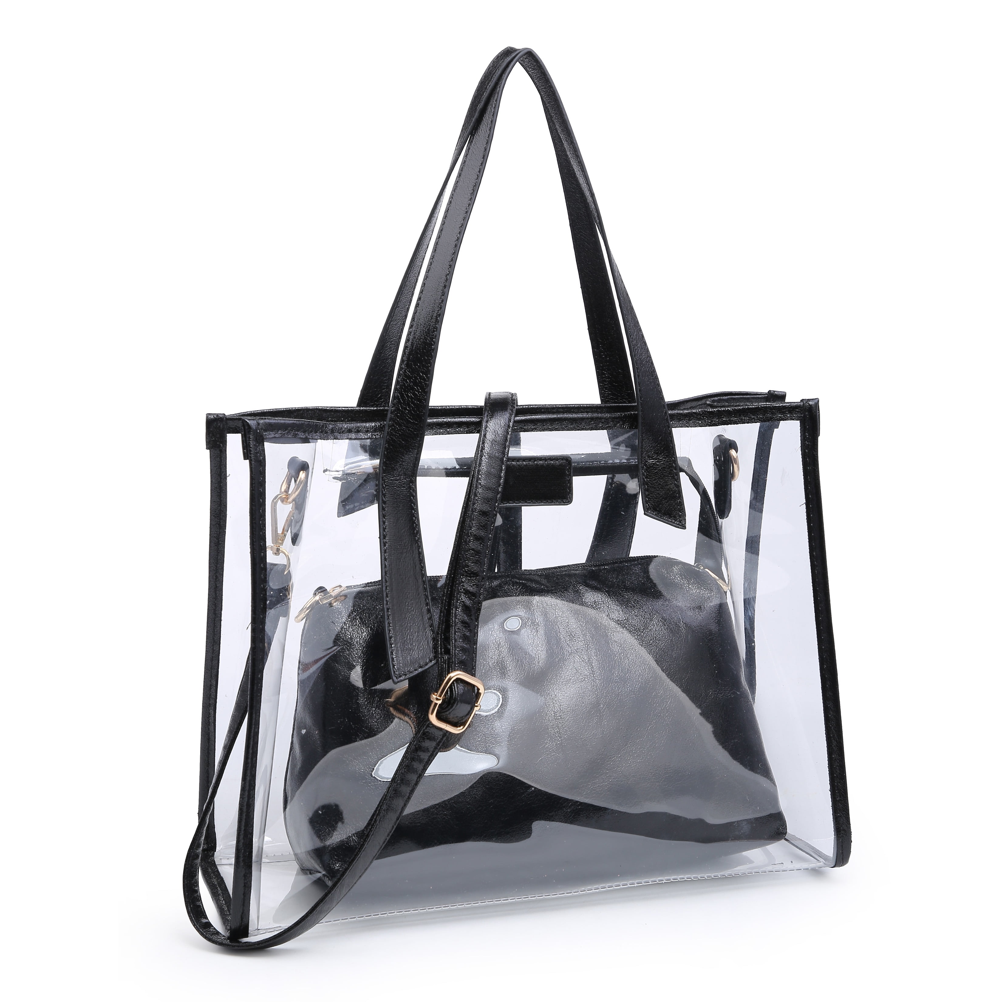 Turn Lock Chain Waterproof Crossbody Handbags Set Clear Purse Shoulder Bag for Women Transparent PVC Purse