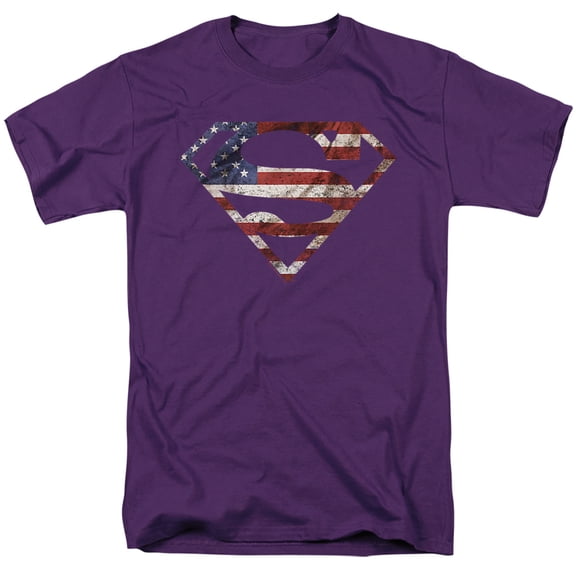 Superman Super Patriot Unisex Adult T Shirt, Purple, Large