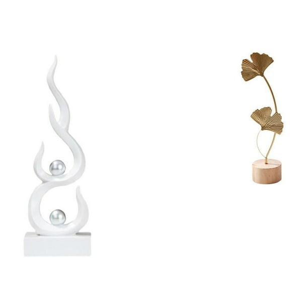 Estatua abstracta de resina con forma de hoja de llama, escultura moderna de fuego, figura de hoja de metal, adorno creativo para oficina, patio, mesa