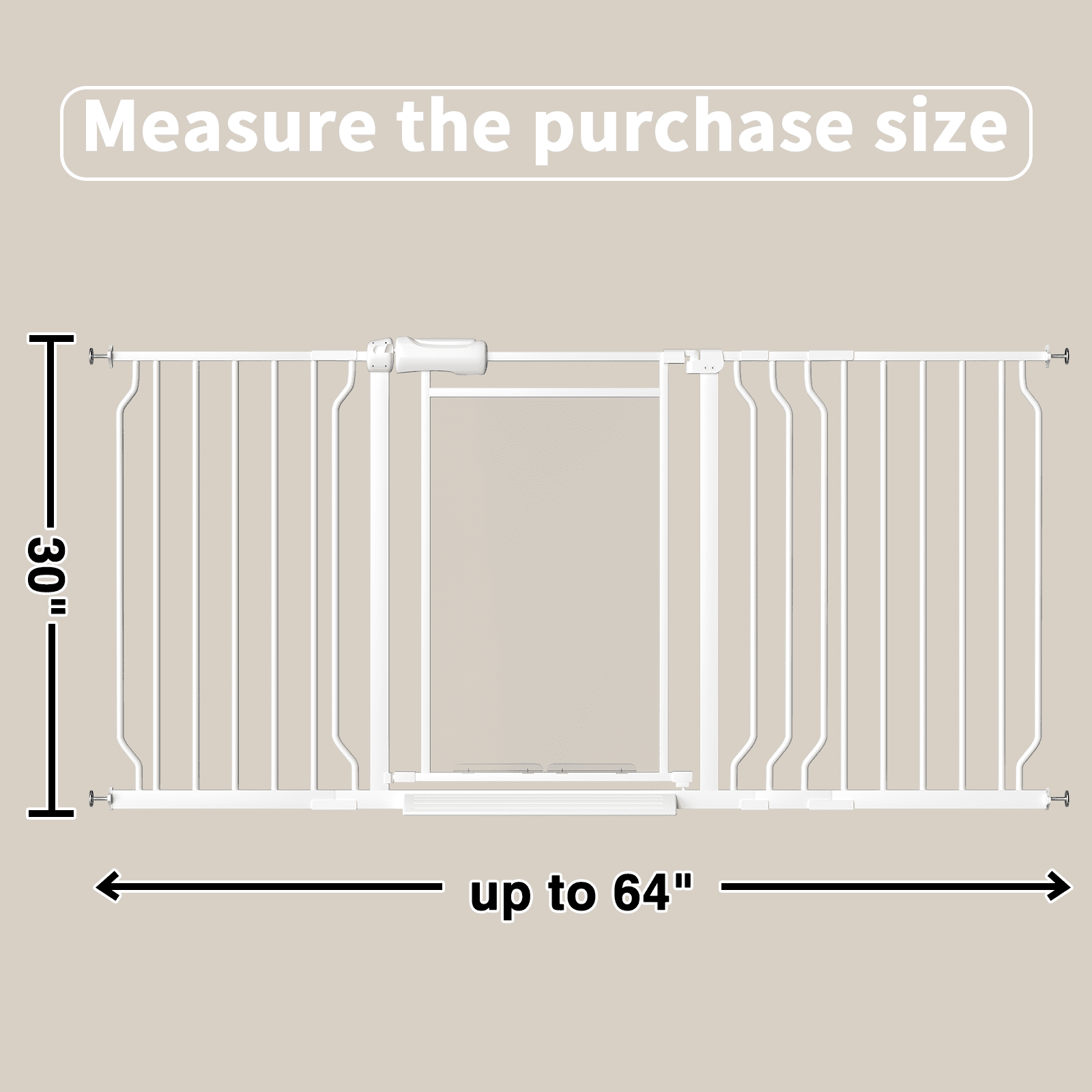 Fairy Baby Triple Lock Baby Gate with Clear Acrylic Panel - Adjustable 57-64" Wide Pressure Mount for Stairs Doorways