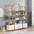thumbnail image 3 of Harper & Bright Designs 4 Tiers Gold Office Bookcase Corner Cube Bookshelf Metal Frame Display Shelf Storage Cabinet, 3 of 12