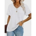 thumbnail image 5 of Womens T Shirts V Neck Rolled Sleeve Pocket Summer Tops Casual Loose Basic Tee Shirts Trendy, 5 of 5