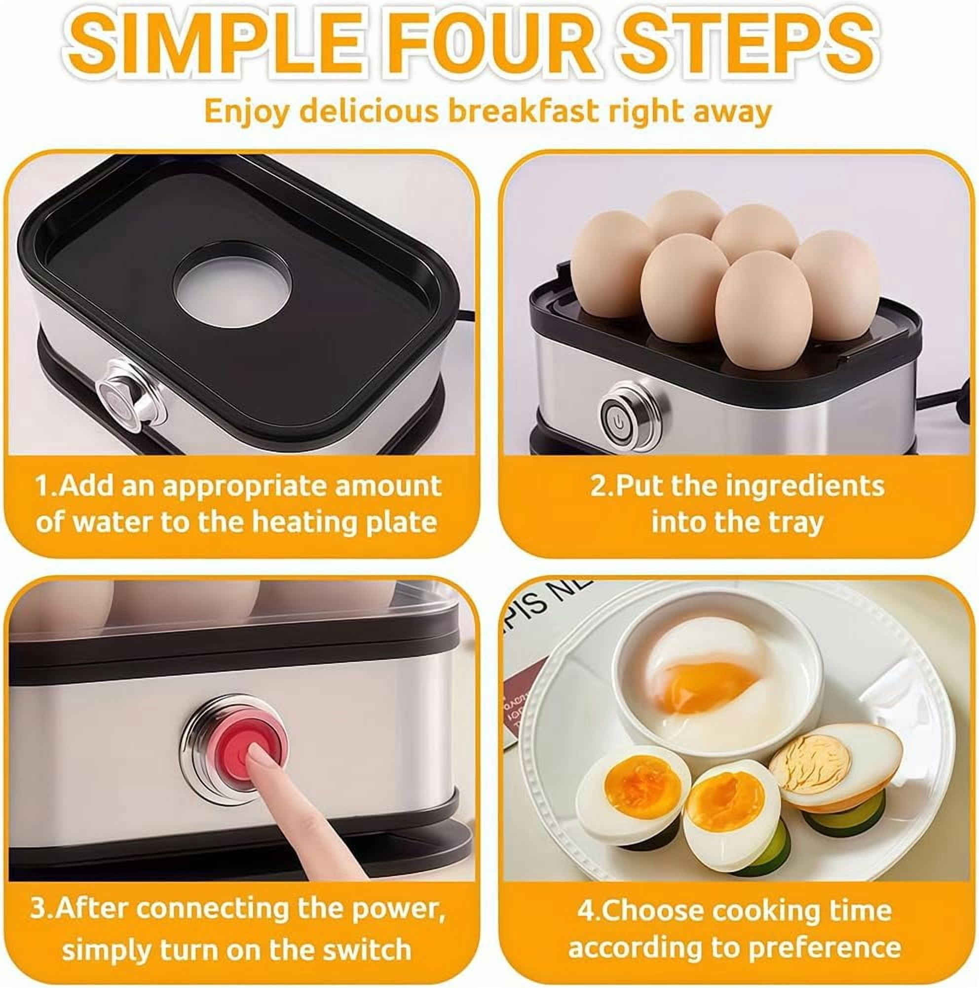 Multifunctional Egg Steamer With Clear Lid-2026 New Electric Egg Cooker 6 Egg Capacity Auto Shutoff, 304 Stainless Steel, Detachable Parts, Dry-Burn Protection (2pcs)